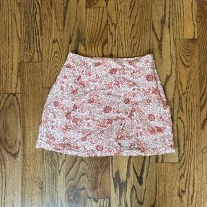 Free People Red/Coral Floral Mini Skirt